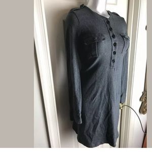 J. CREW Shutterbug Dress Gray XS L/S- 100% COTTON